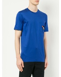 T-shirt à col rond brodé bleu Lanvin