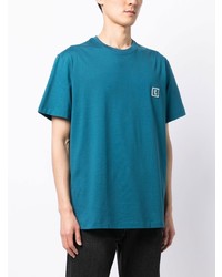 T-shirt à col rond brodé bleu Wooyoungmi