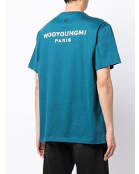 T-shirt à col rond brodé bleu Wooyoungmi