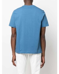 T-shirt à col rond brodé bleu Emporio Armani