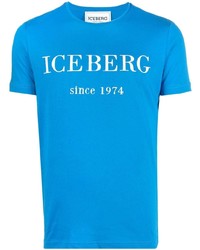 T-shirt à col rond brodé bleu Iceberg