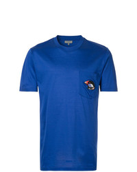 T-shirt à col rond brodé bleu Lanvin