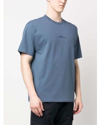 T-shirt à col rond brodé bleu Stone Island