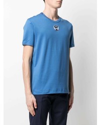T-shirt à col rond brodé bleu Dolce & Gabbana