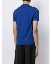 T-shirt à col rond brodé bleu Emporio Armani