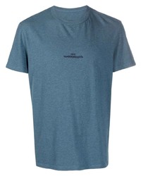 T-shirt à col rond brodé bleu Maison Margiela