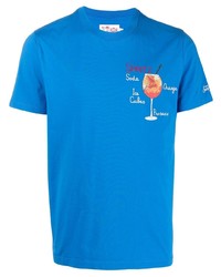T-shirt à col rond brodé bleu MC2 Saint Barth