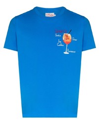 T-shirt à col rond brodé bleu MC2 Saint Barth