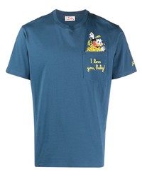 T-shirt à col rond brodé bleu MC2 Saint Barth