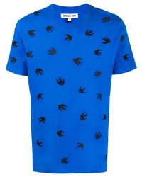 T-shirt à col rond brodé bleu McQ Swallow