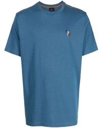 T-shirt à col rond brodé bleu PS Paul Smith