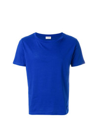 T-shirt à col rond brodé bleu Saint Laurent