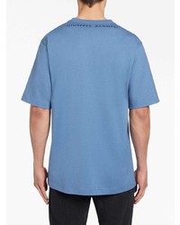T-shirt à col rond brodé bleu Giuseppe Zanotti
