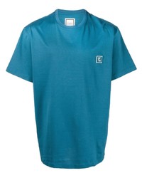 T-shirt à col rond brodé bleu Wooyoungmi