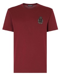 T-shirt à col rond brodé bordeaux Dolce & Gabbana