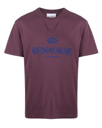 T-shirt à col rond brodé bordeaux Han Kjobenhavn