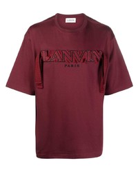 T-shirt à col rond brodé bordeaux Lanvin