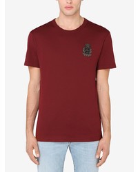 T-shirt à col rond brodé bordeaux Dolce & Gabbana