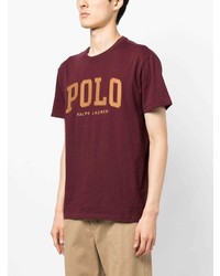 T-shirt à col rond brodé bordeaux Polo Ralph Lauren