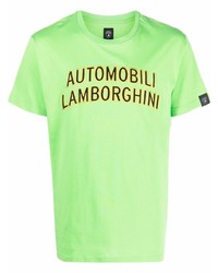T-shirt à col rond brodé chartreuse Automobili Lamborghini