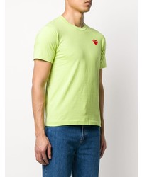 T-shirt à col rond brodé chartreuse Comme Des Garcons Play