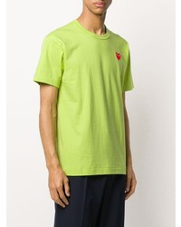 T-shirt à col rond brodé chartreuse Comme Des Garcons Play