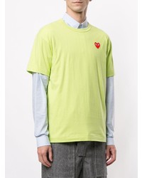 T-shirt à col rond brodé chartreuse Comme Des Garcons Play