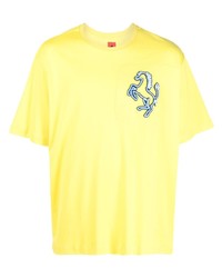 T-shirt à col rond brodé chartreuse Ferrari