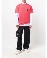 T-shirt à col rond brodé fuchsia JW Anderson