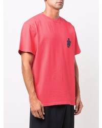 T-shirt à col rond brodé fuchsia JW Anderson