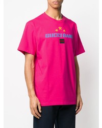 T-shirt à col rond brodé fuchsia Gucci