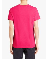 T-shirt à col rond brodé fuchsia Burberry