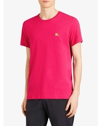 T-shirt à col rond brodé fuchsia Burberry