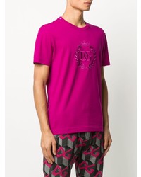 T-shirt à col rond brodé fuchsia Dolce & Gabbana