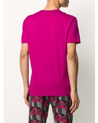 T-shirt à col rond brodé fuchsia Dolce & Gabbana