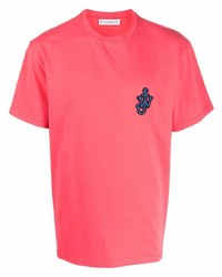 T-shirt à col rond brodé fuchsia JW Anderson