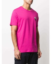 T-shirt à col rond brodé fuchsia Karl Lagerfeld