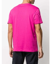 T-shirt à col rond brodé fuchsia Karl Lagerfeld