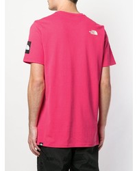 T-shirt à col rond brodé fuchsia The North Face