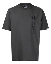 T-shirt à col rond brodé gris foncé AAPE BY A BATHING APE