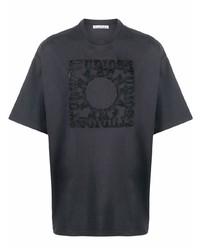 T-shirt à col rond brodé gris foncé Acne Studios
