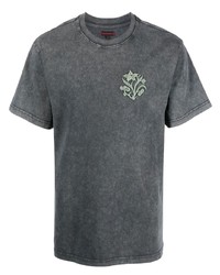 T-shirt à col rond brodé gris foncé Clot