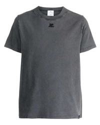 T-shirt à col rond brodé gris foncé Courrèges