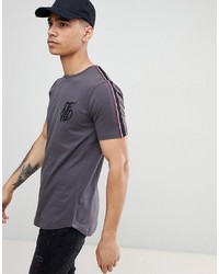 T-shirt à col rond brodé gris foncé DFND