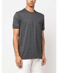T-shirt à col rond brodé gris foncé Kiton