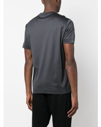 T-shirt à col rond brodé gris foncé Emporio Armani