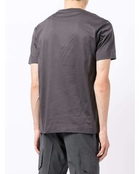 T-shirt à col rond brodé gris foncé Emporio Armani