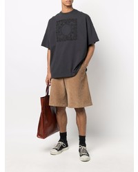 T-shirt à col rond brodé gris foncé Acne Studios