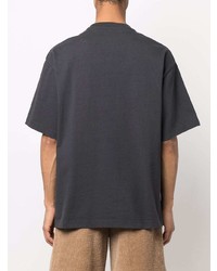 T-shirt à col rond brodé gris foncé Acne Studios