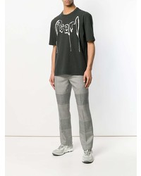 T-shirt à col rond brodé gris foncé Maison Margiela